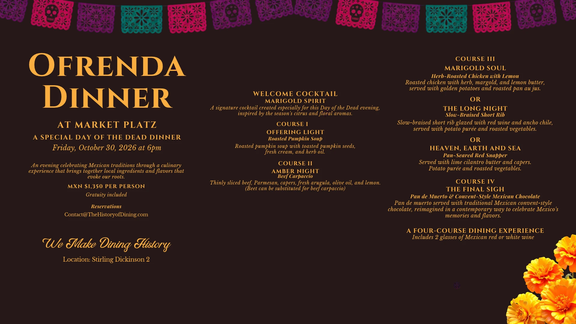 Ofrenda Dinner at Market Platz