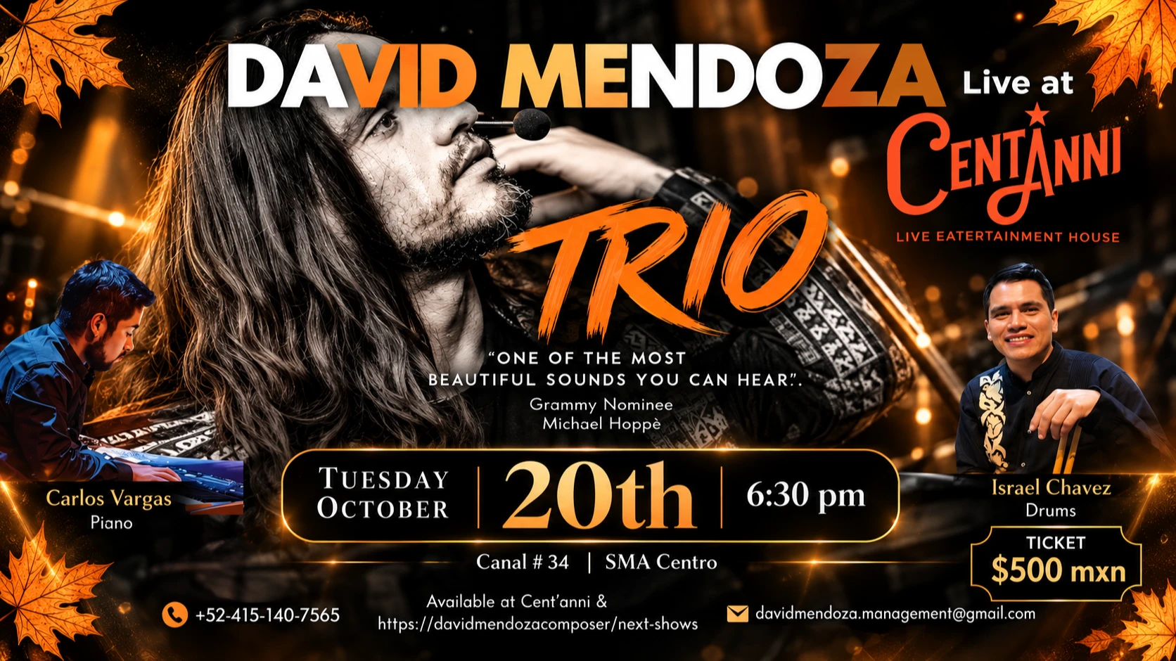 🖤 DAVID MENDOZA TRÍO · LIVE AT CENTANNI