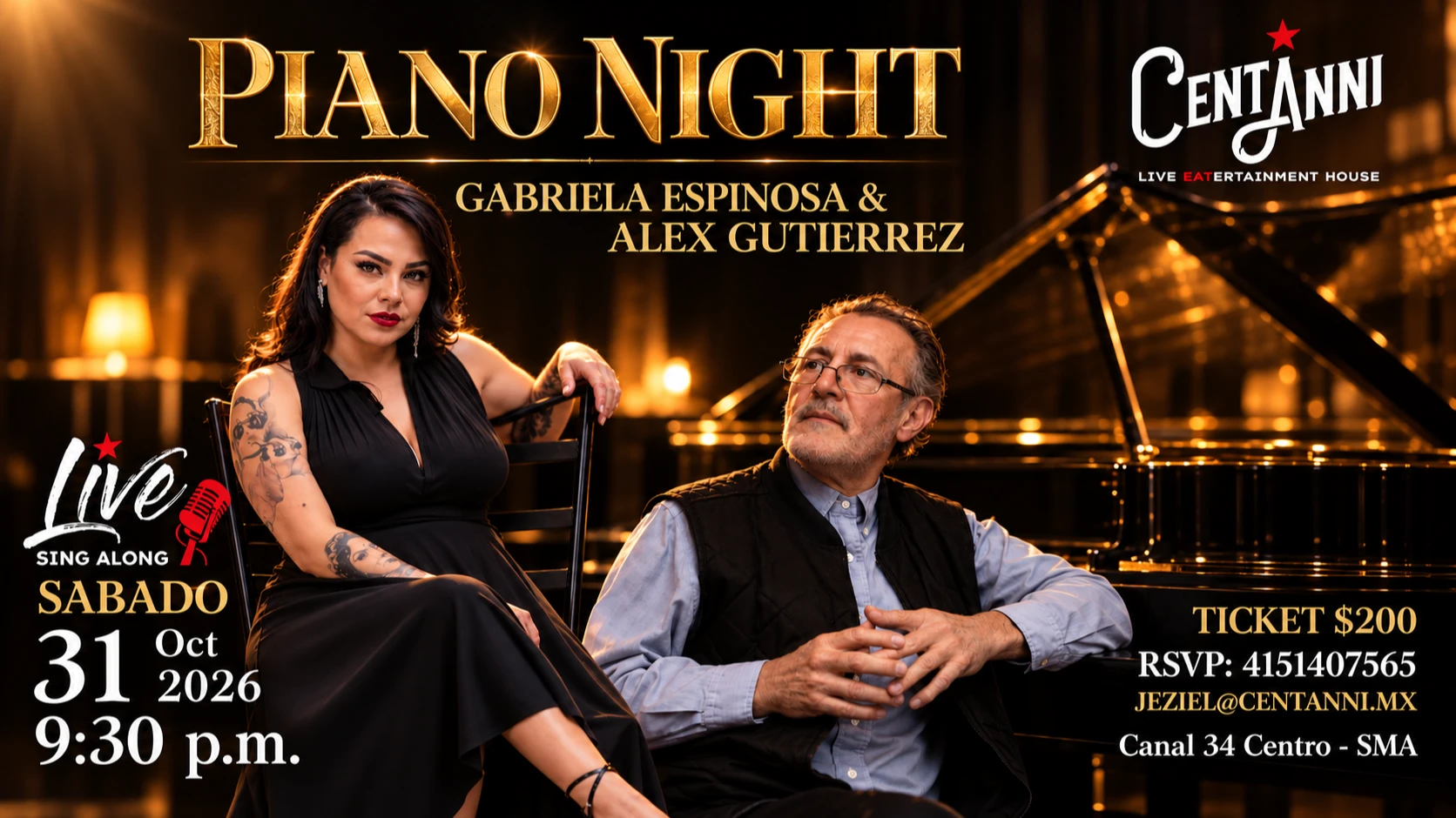 Gabriela Espinosa & Alex Gutiérrez✨🎹 PIANO NIGHT — Una noche para dejarse llevar por la música.